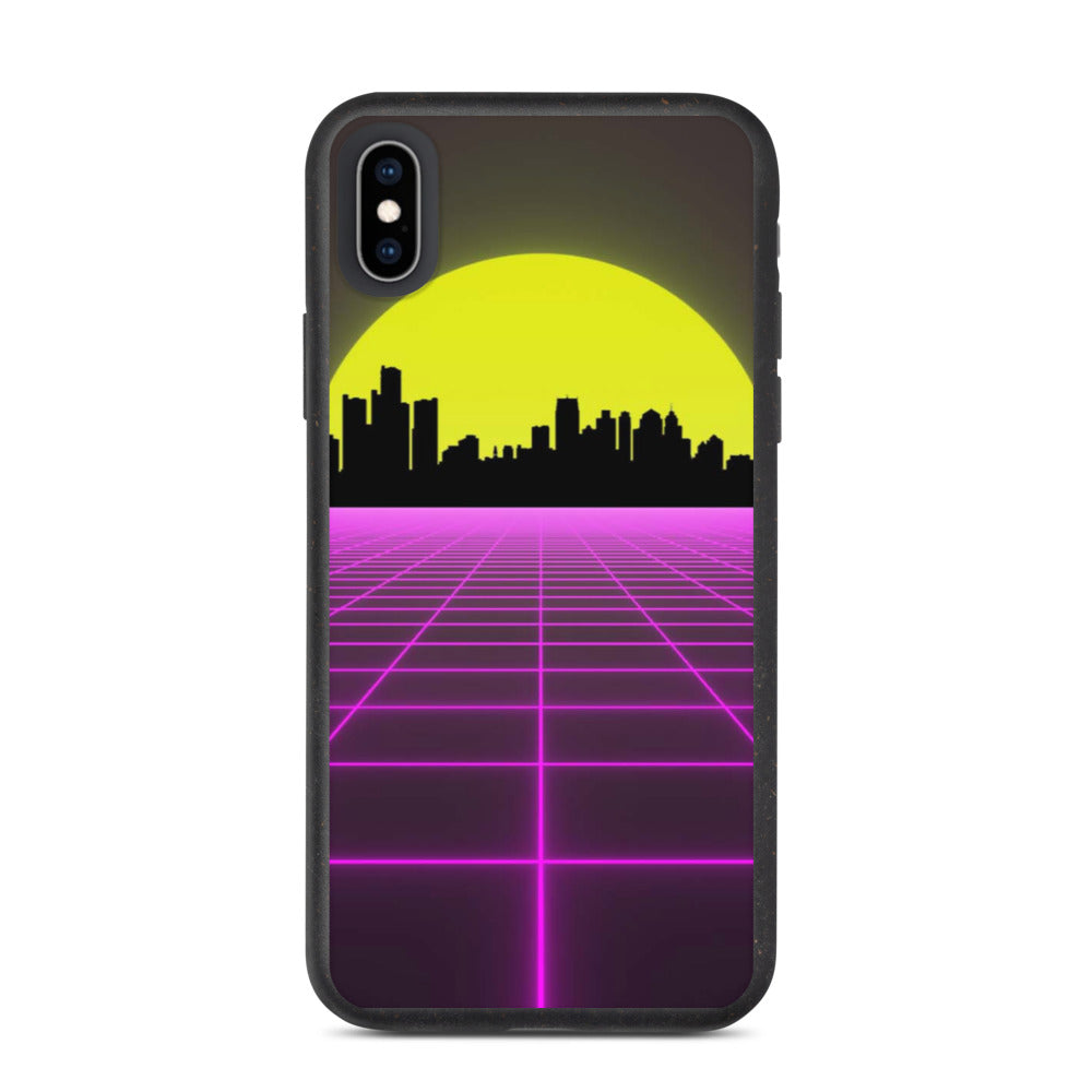 Vaporwave City Skyline Purple Biodegradable phone case