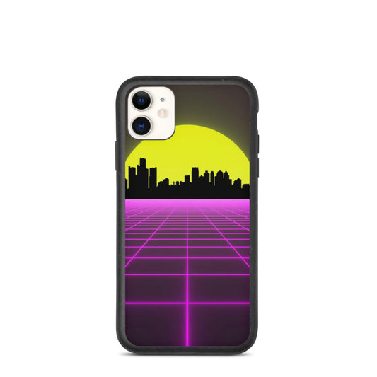 Vaporwave City Skyline Purple Biodegradable phone case