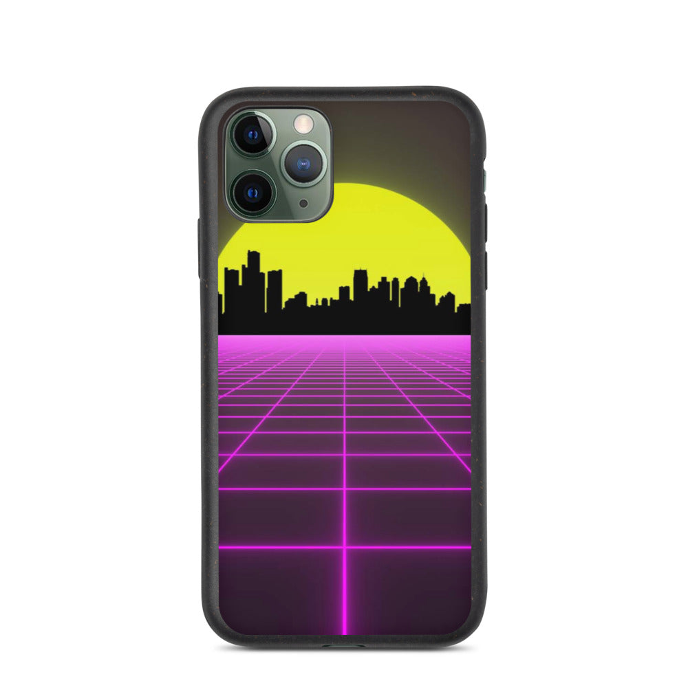 Vaporwave City Skyline Purple Biodegradable phone case