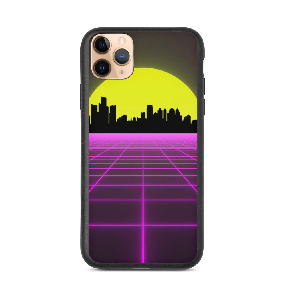 Vaporwave City Skyline Purple Biodegradable phone case