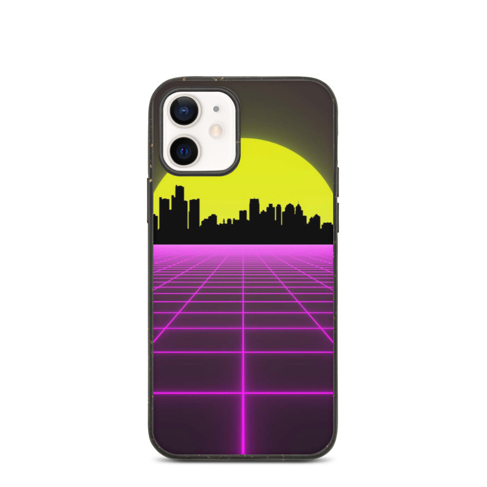 Vaporwave City Skyline Purple Biodegradable phone case