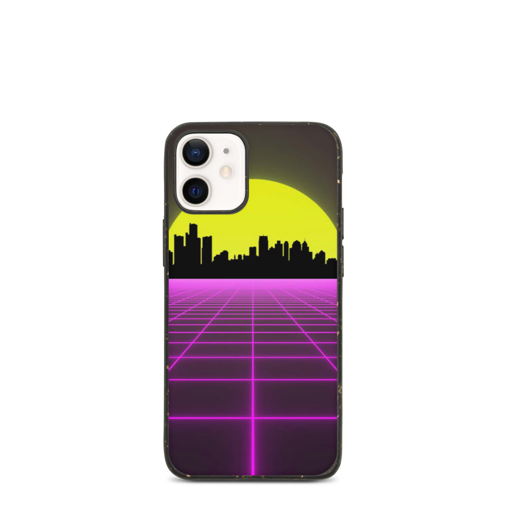 Vaporwave City Skyline Purple Biodegradable phone case