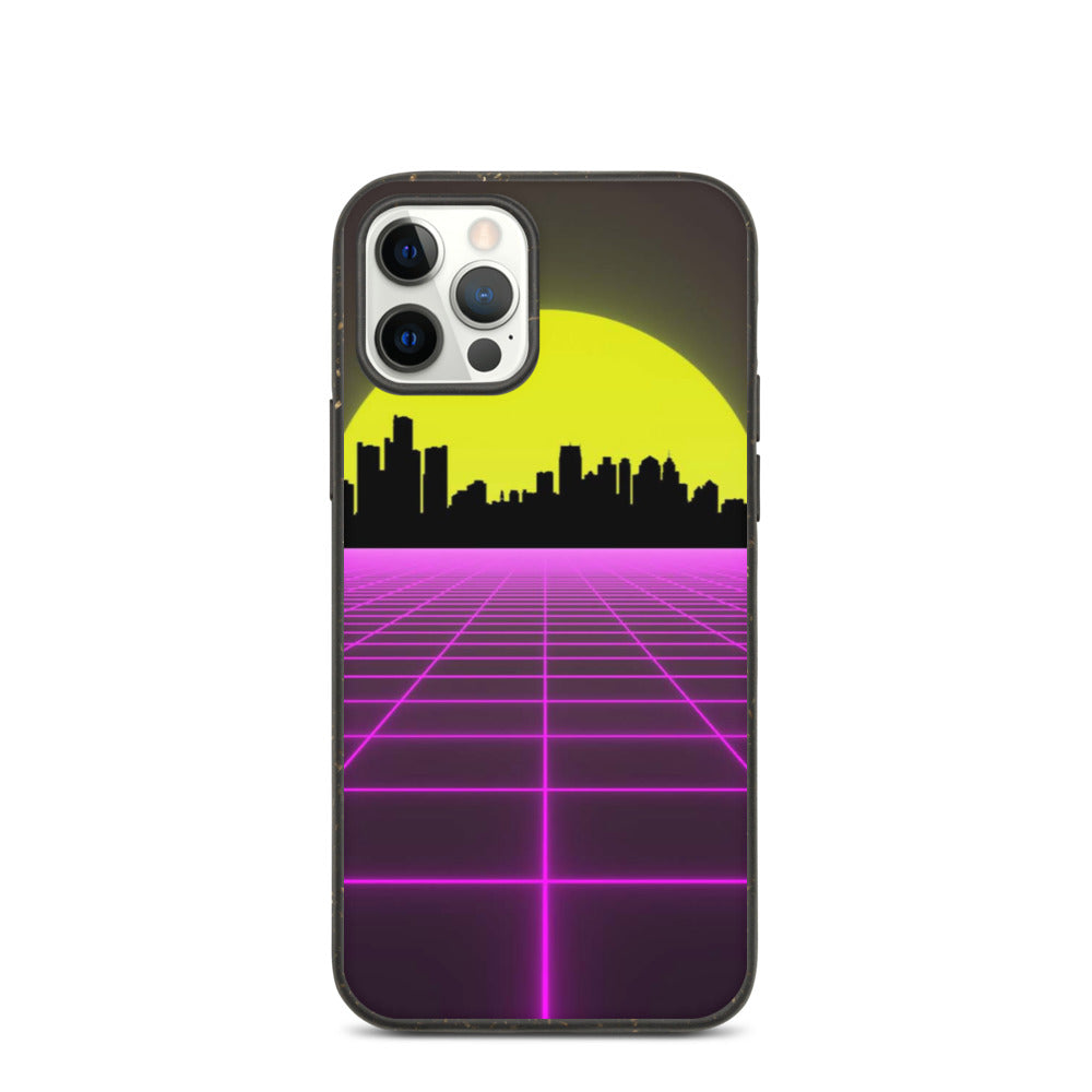 Vaporwave City Skyline Purple Biodegradable phone case