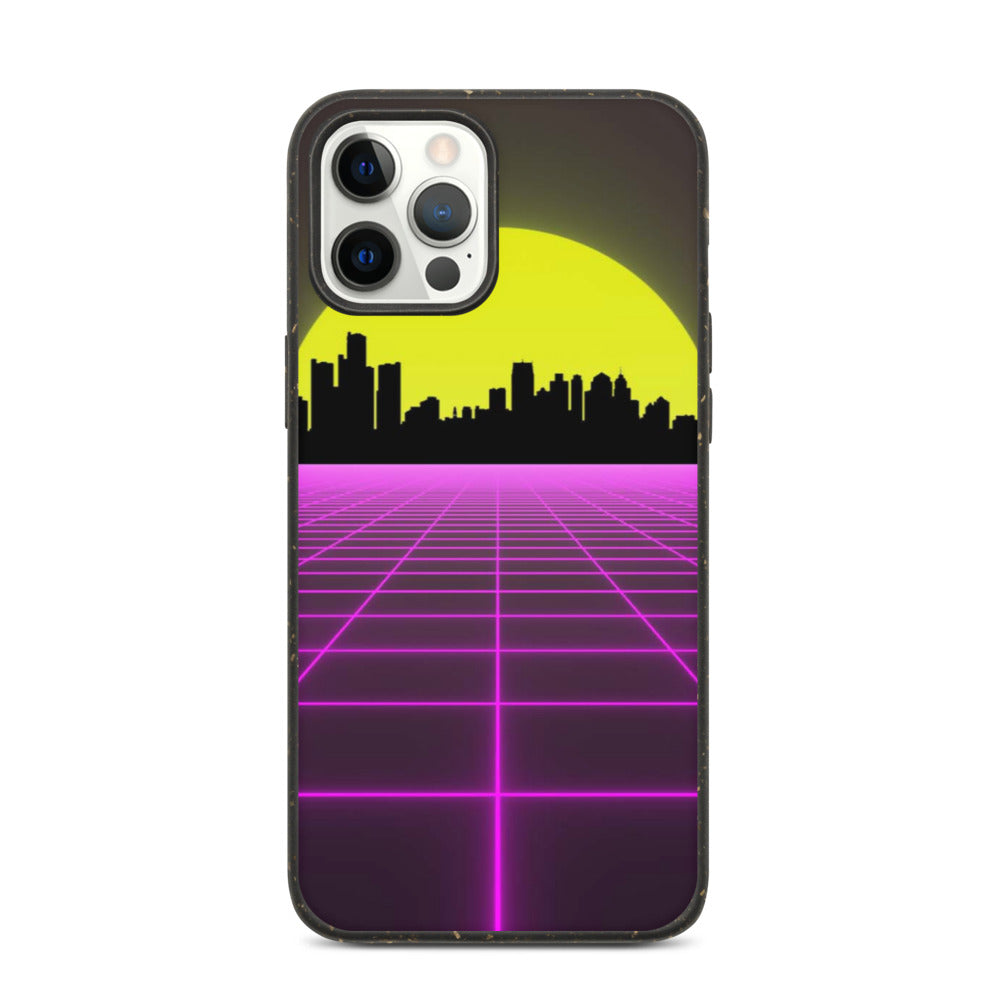 Vaporwave City Skyline Purple Biodegradable phone case
