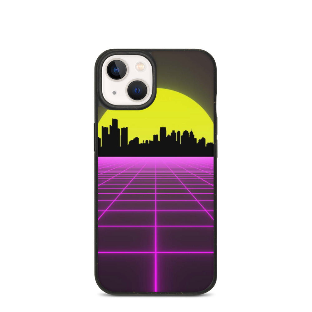 Vaporwave City Skyline Purple Biodegradable phone case
