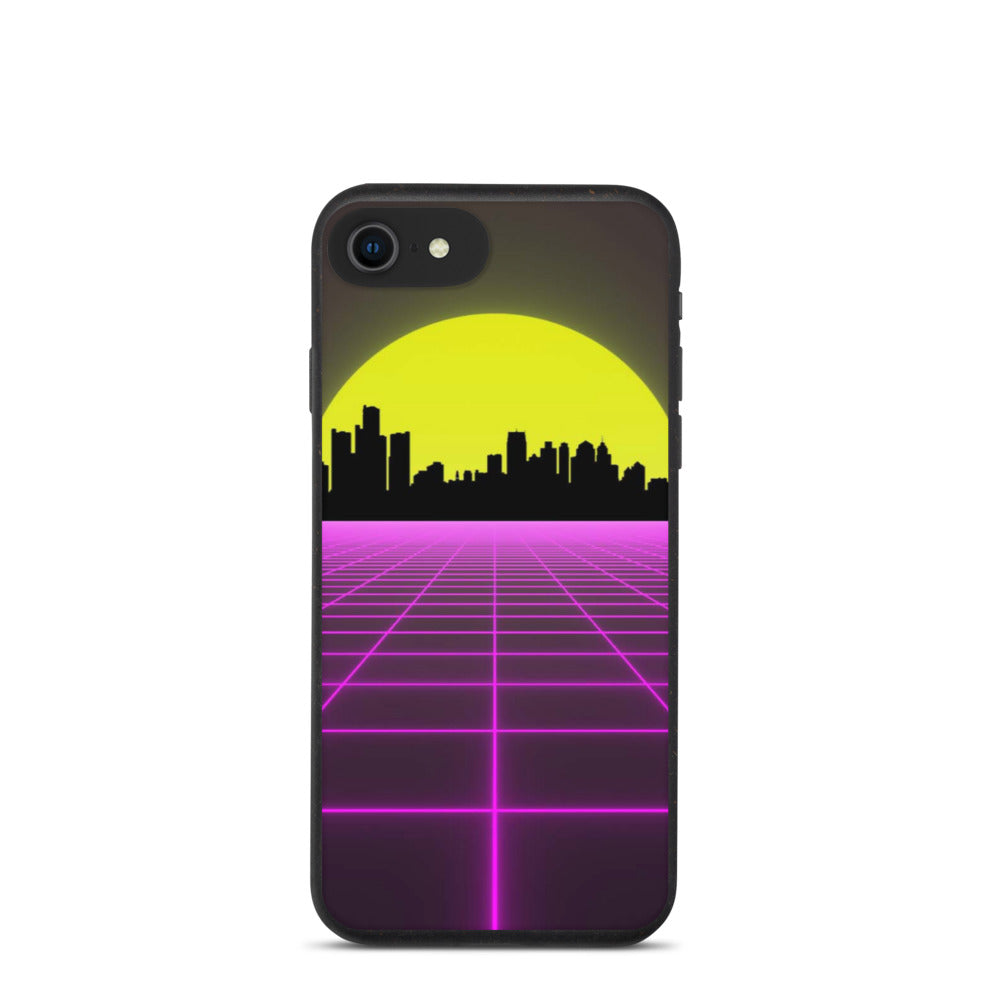 Vaporwave City Skyline Purple Biodegradable phone case