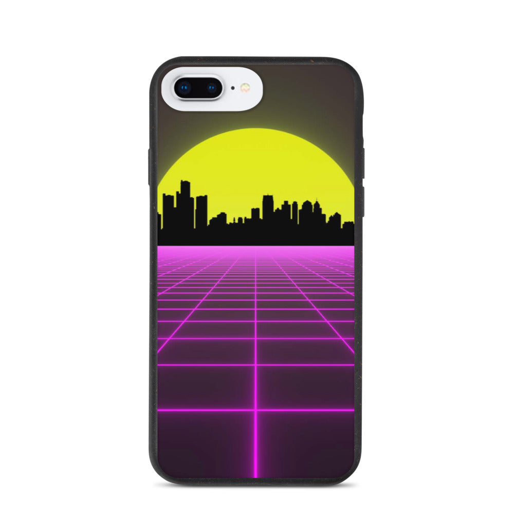 Vaporwave City Skyline Purple Biodegradable phone case
