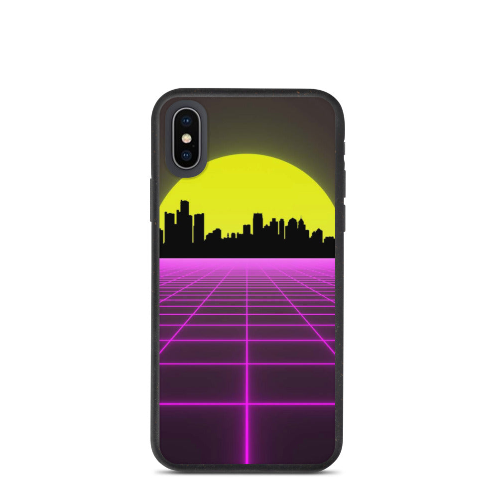 Vaporwave City Skyline Purple Biodegradable phone case