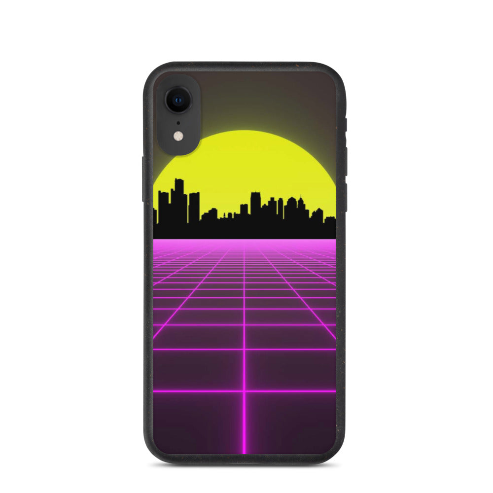 Vaporwave City Skyline Purple Biodegradable phone case